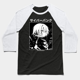 Cyberpunk Girl Manga Aesthetic Goth Grunge | Black Baseball T-Shirt